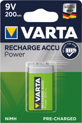Bateria z możliwością ponownego ładowania, akumulator E-Block 9V 200mAh VARTA